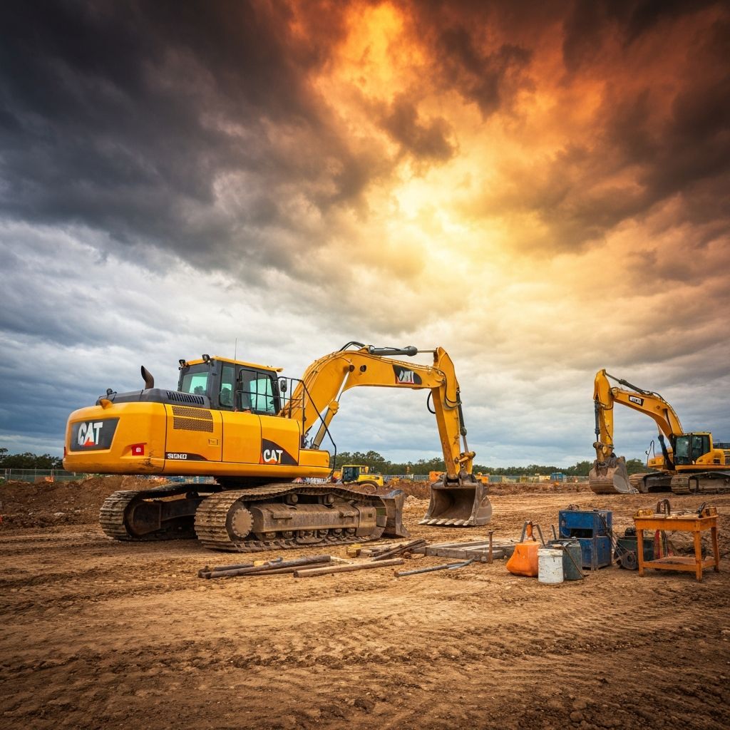 Heavy earthmoving excavator on a Queensland construction site